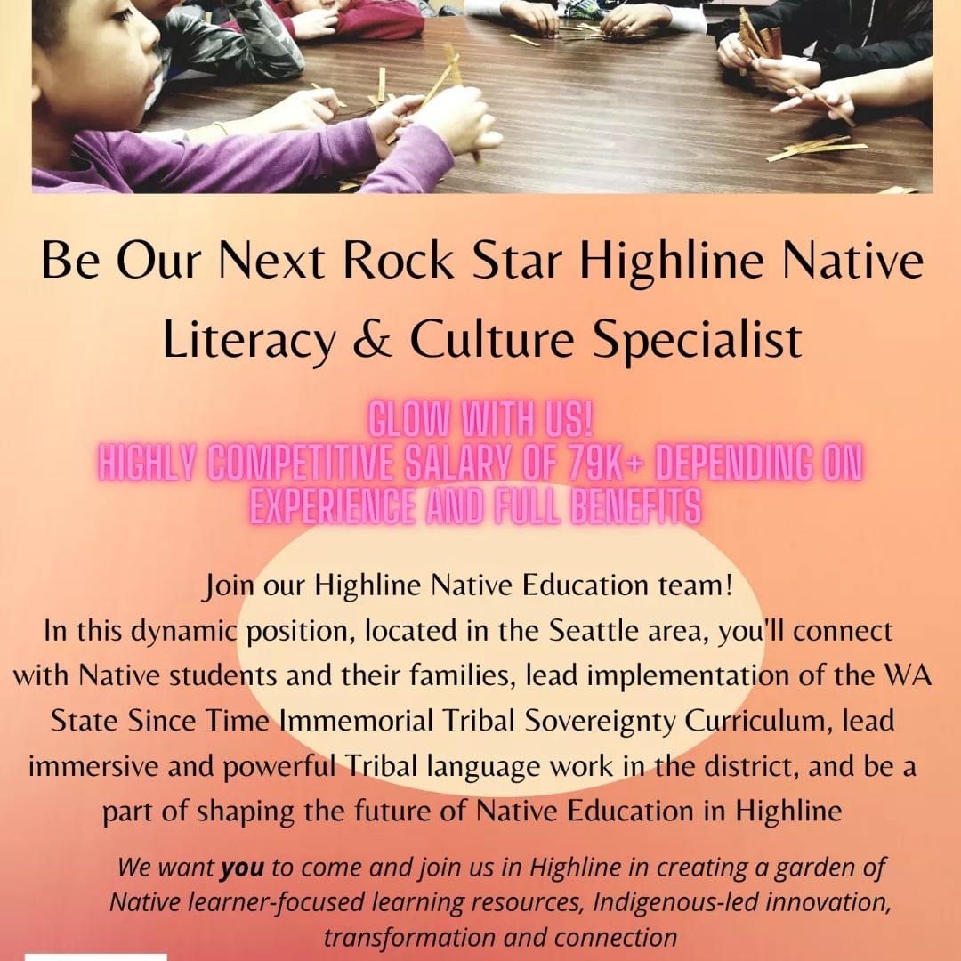 NativeScientist's tweet image. Just a few more days left to apply for our Highline Native Literacy and Culture Specialist position 🎯💗☺️