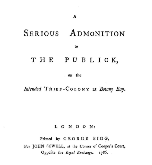MCameronAsh's tweet photo. OTD in 1786 #AlexanderDalrymple publishes “A Serious Admonition” listing good commercial &amp; political grounds for not colonizing Australia, EXCEPT in one situation: If France tries to take it “then it may become our interest to interfere, by way of competition”.
#DecisionDay1786 https://t.co/0q4x7Kygm6