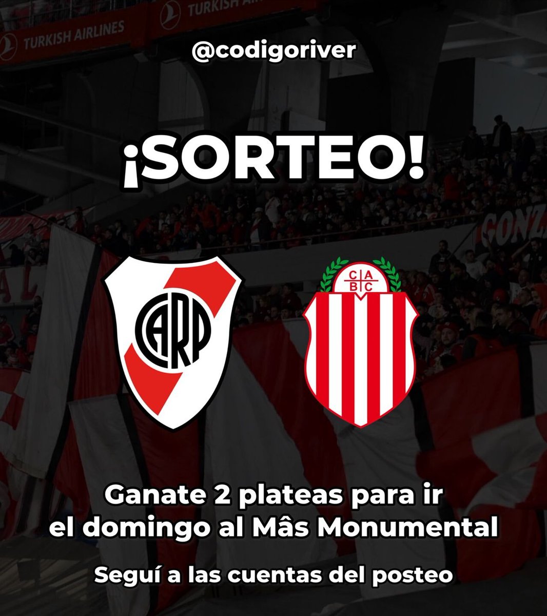 codigoriver's tweet photo. #RIVER | SORTEO
📌 SEGUIRNOS en Twitter + Instagram + RT.
📌 Pautas del sorteo en el posteo de Instagram.
#CodigoRiver https://t.co/C7kd9i9Gjd