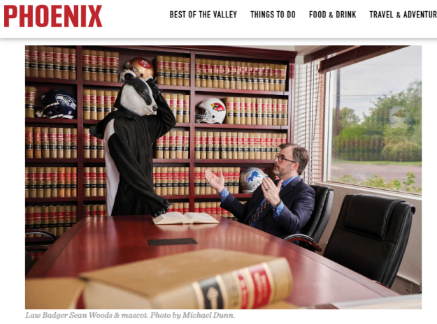 LawBadgers's tweet photo. Did somebody say Star Attorneys? Check out Phoenix Magazine's Star Attorneys article featuring Sean Woods of the Law Badgers: https://t.co/lXQbjEyr94

Thank you to @phoenixmagazine for the tremendous shout out!  Call us today at 1.833.383.4448 (833.DTF.IGHT) https://t.co/j2eWBpRZNr