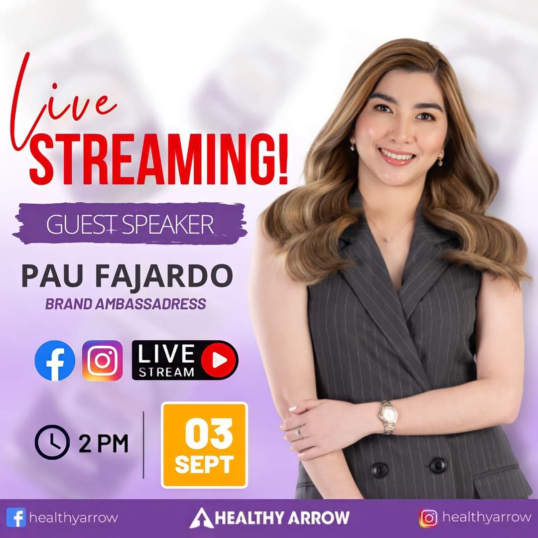 Join HealthyArrow for a day of Fun with guest Ms. Pau Fajardo!!💜💜💜

Get to know more with them by following their LIVE STREAM today, 03 September 2022 @2PM. See you! 

✨ Get Glowing ✨

#HealthyArrow
#getglowing
#beautyservedbetter