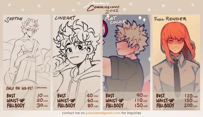 Commissions are OPEN! 🤍
Please email for inquiries: julesubee@gmail.com 