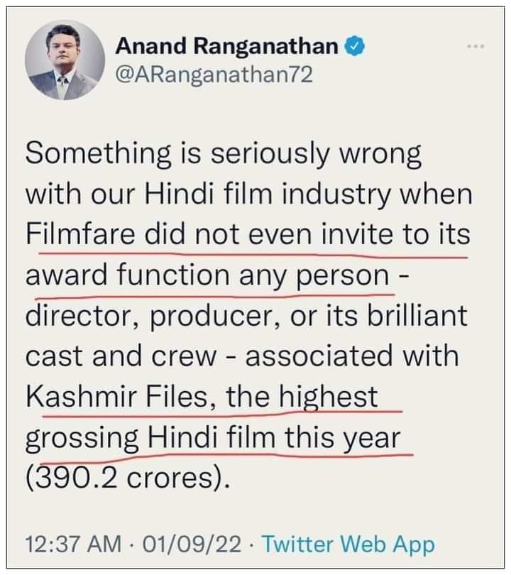 csptwit's tweet photo. #Bollywood that boycotted #KashmirFiles are now unhappy with  #BoycottBramhastra. https://t.co/wSRAEeTIwr