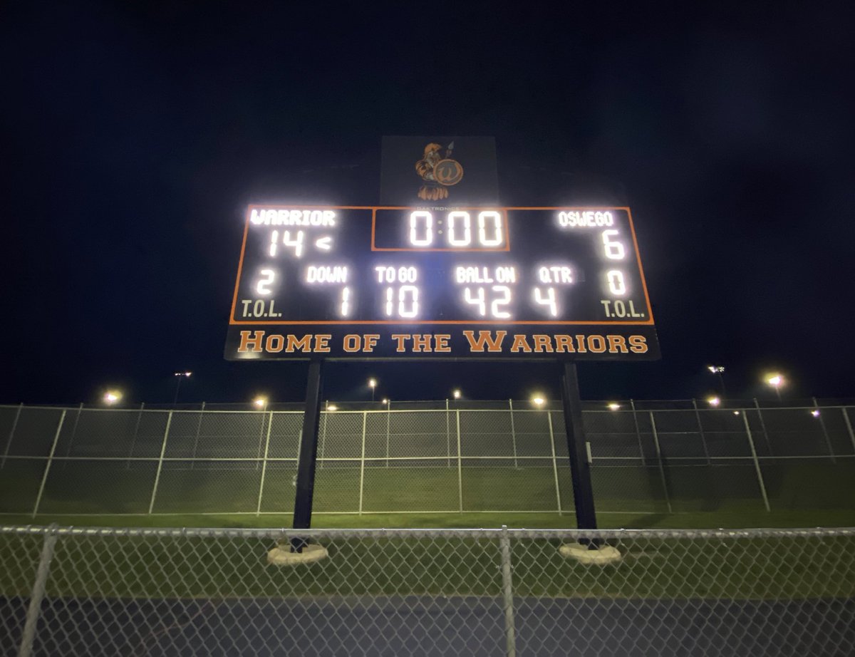 FINAL: 

Lincoln-Way West (2-0) 14 
Oswego East 6 

#GoWEST