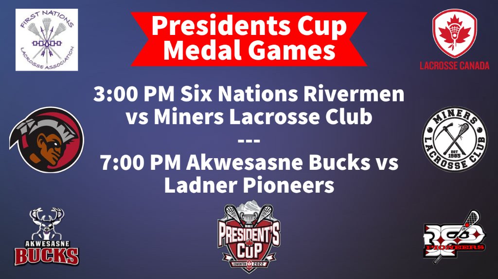 #PresCup2022 Saturday medal game matchups set! 
presidentscup.lacrosse.ca/division/0/183…  #PresCup2022