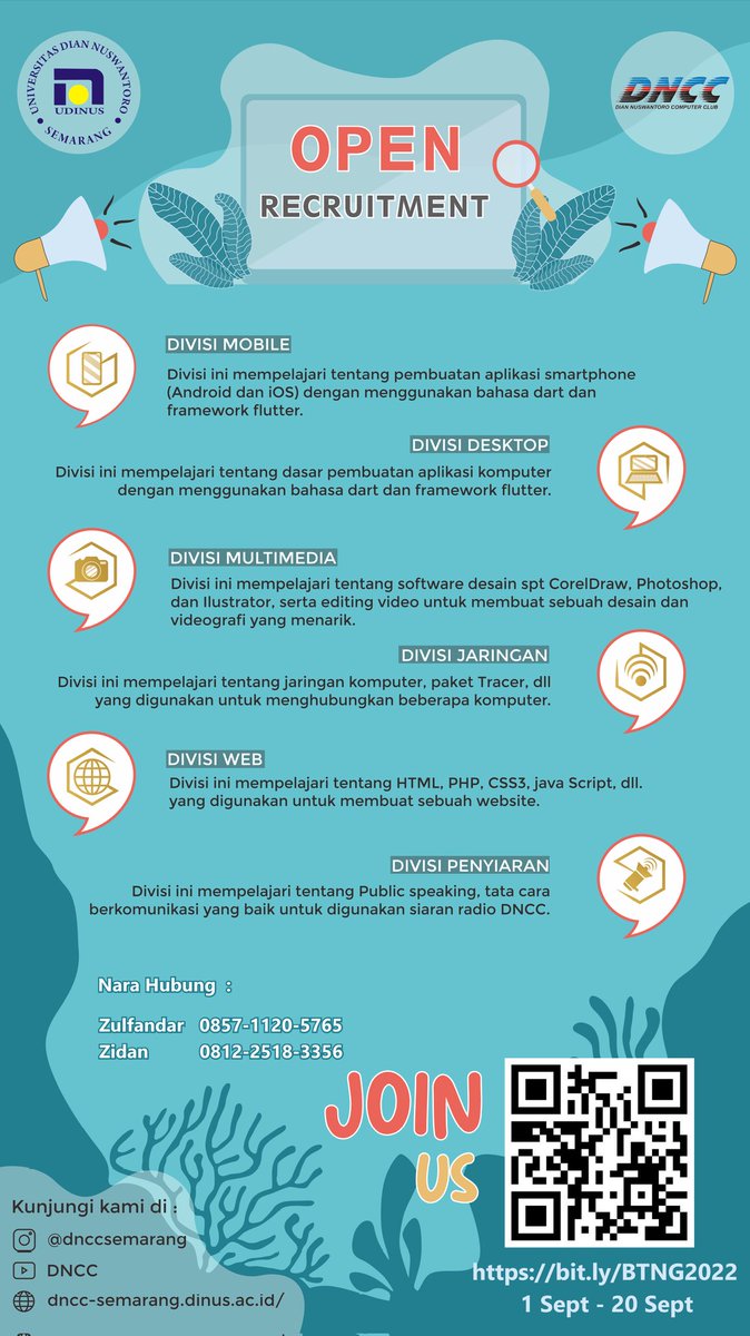 [OPEN REGISTRATION BTNG 2022]
 Ayo! Ikuti keseruannya dan dapatkan pengalaman yang menarik.
Jangan sampe ketinggalan ya!! 
Daftarkan diri kalian melalui link:
bit.ly/BTNG2022
📞 contact person for more information :
1. 0812-2518-3356 (Zidan)
2. 0857-1120-5756 (Zulfadar)