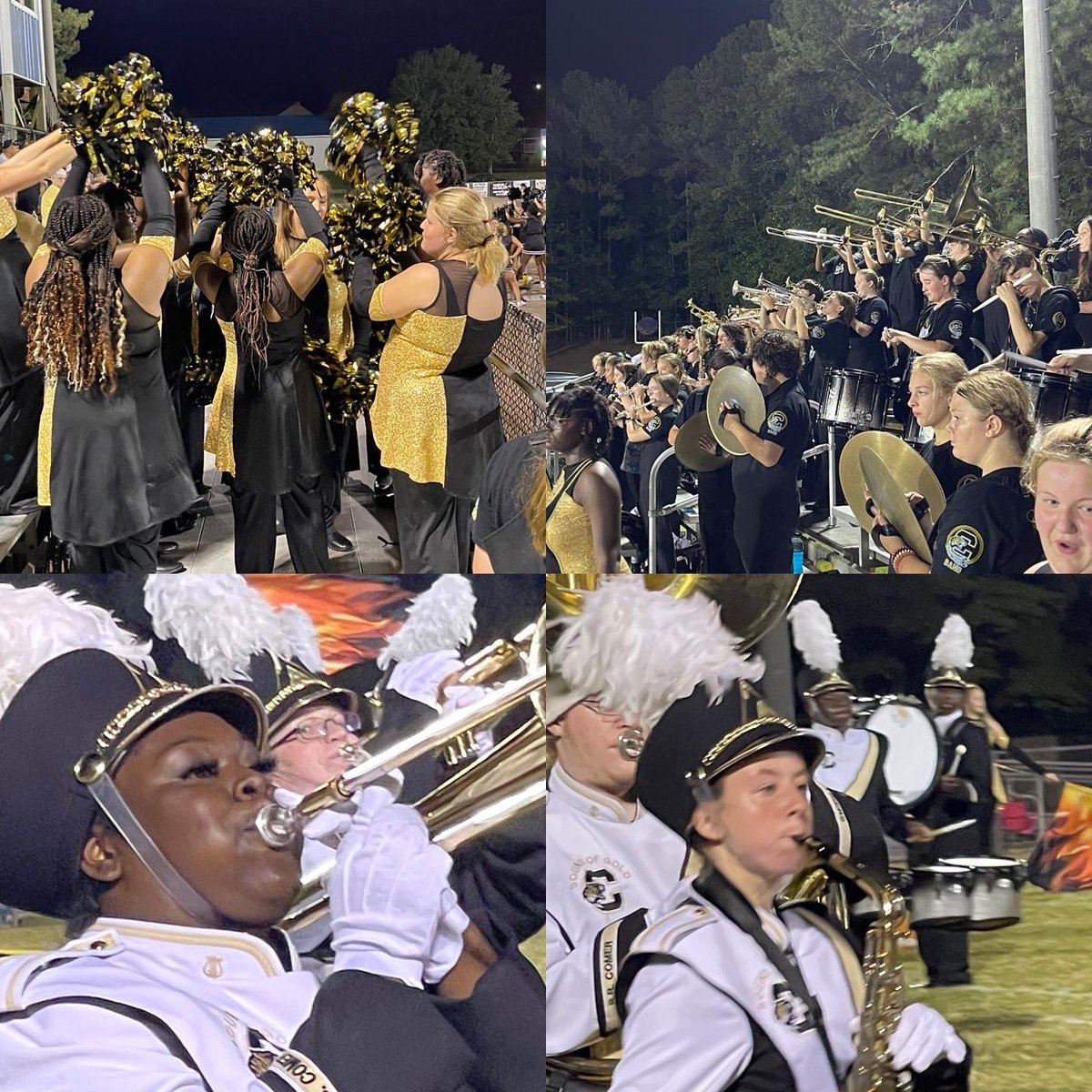 dan_seaborn's tweet photo. The Marching Sound of Gold entertains the Woodland Bobcat crowd! Comer wins 48-3! Very fun night! #LeadingtheWay #dedicated #bbcmhs https://t.co/scKBNdvTF3