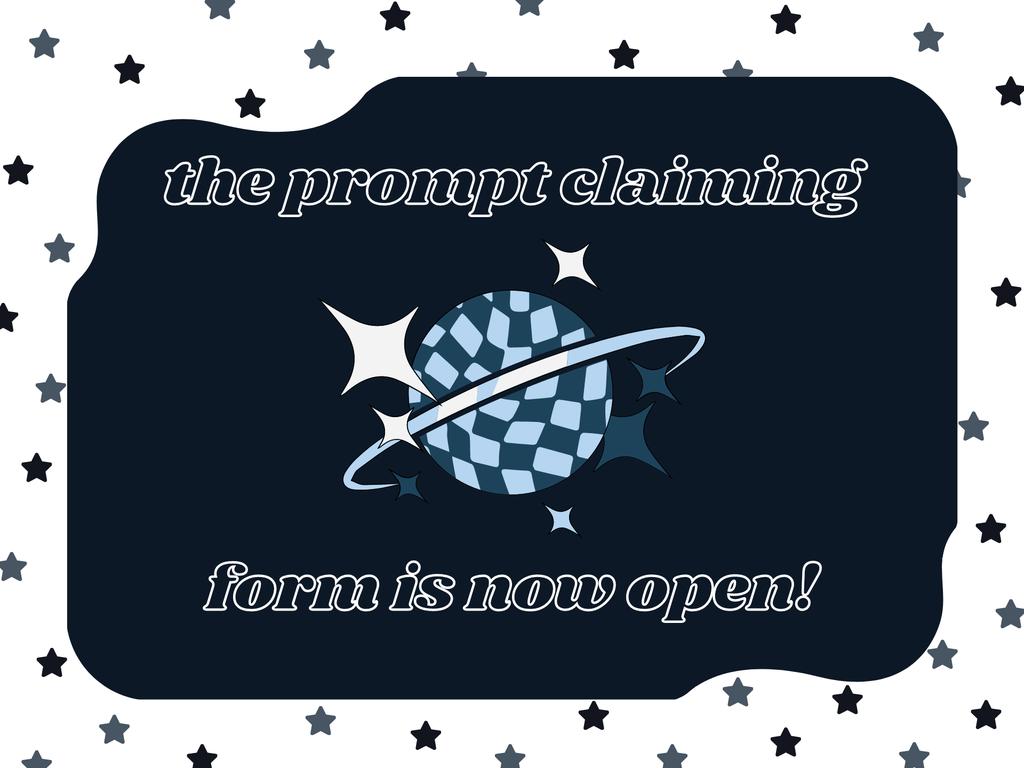 taebinfest's tweet photo. [🌟] PROMPT CLAIMING BEGINS TODAY!

it's the day you've all been waiting for!!! claim your prompts in the form below, and don't forget to go through the guidelines before you do! good luck ♡

— https://t.co/hFTIQtHGBe https://t.co/P8lLoR8vZq