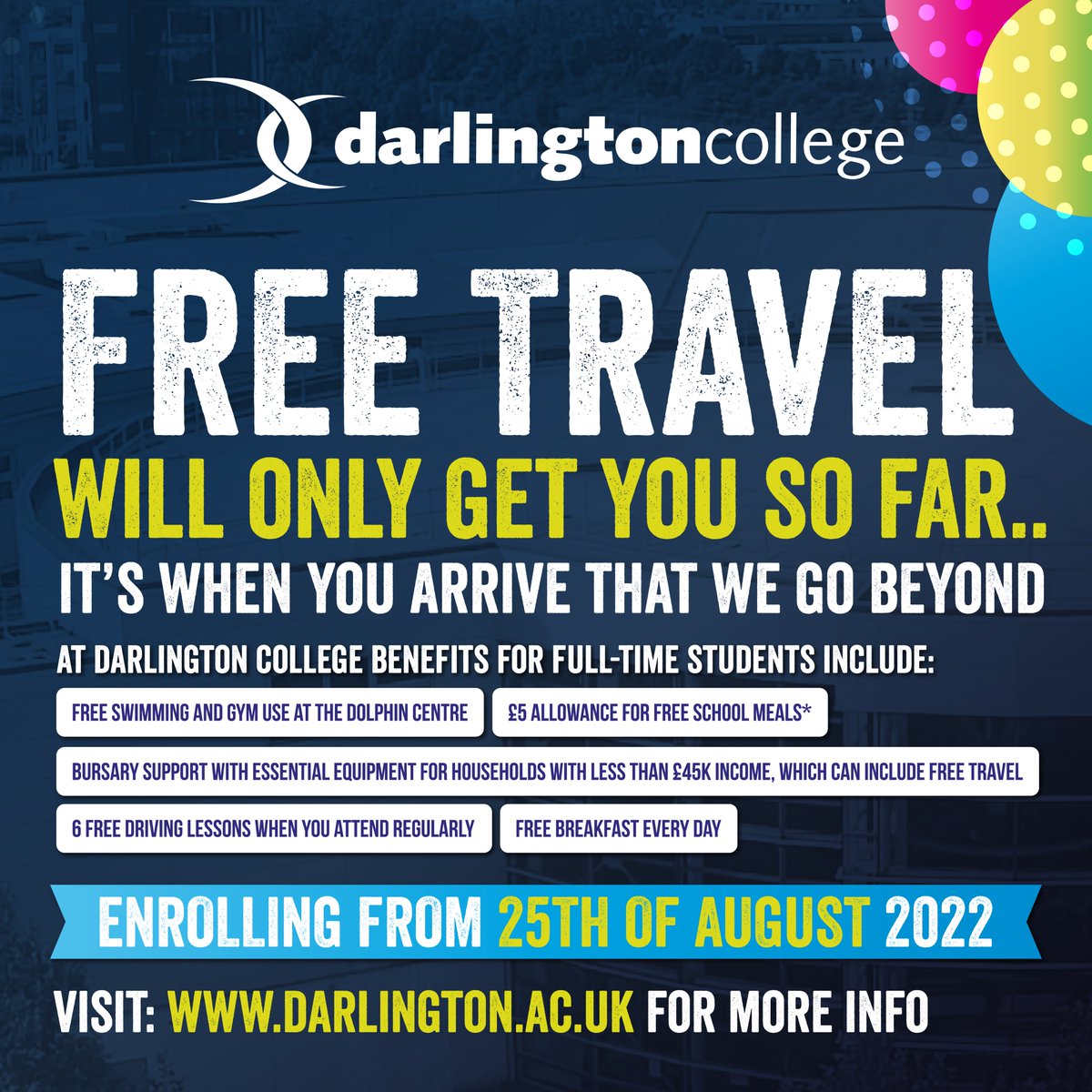 It’s Saturday! We’re open for your enrollin'! 
Join us until 12.30 today to enrol on your full time or part time course or for any enquiries #DontJustLearnItLiveIt

Find out more: darlington.ac.uk/courses/import…