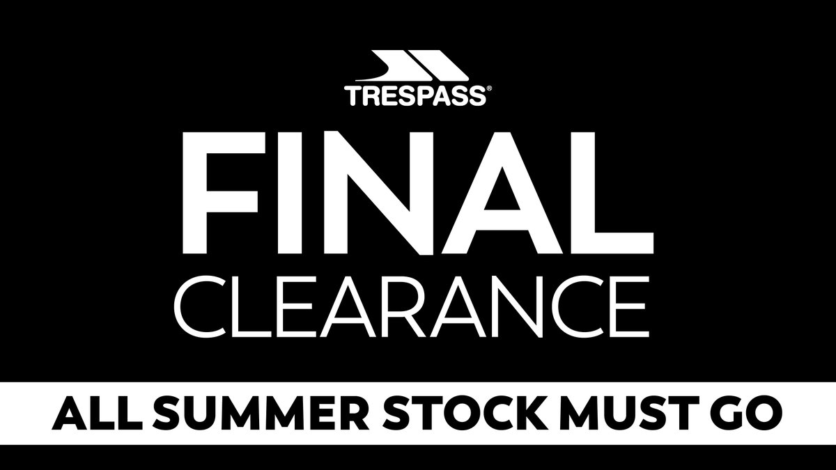 Trespass End of Season FINAL CLEARANCE is now on, with great savings throughout the store. Their range of outdoor clothing, equipment and accessories will provide you with everything you need to enjoy outdoor pursuits. This is the perfect time to grab a bargain!