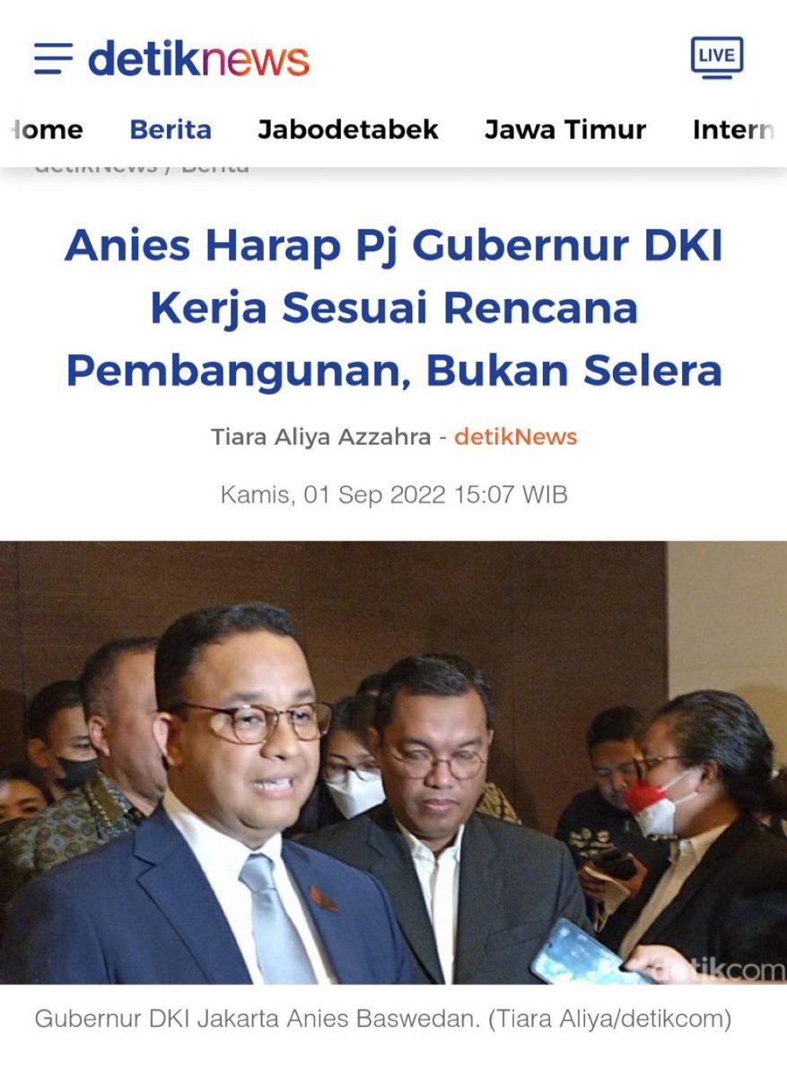 Ha ha ha karma itu datangnya bisa kapan saja, eh waktu menang karena SARA Ujaran kebencian Fitnah dan Teror suka2 udelnya membangun selerah 👺kadrun rasainlah akibatnya nanti setelah Pj Gubernur DKI yg baru Gusti boten Sareh Maturnuwun MERDEKA🤟👍🙏🇮🇩.