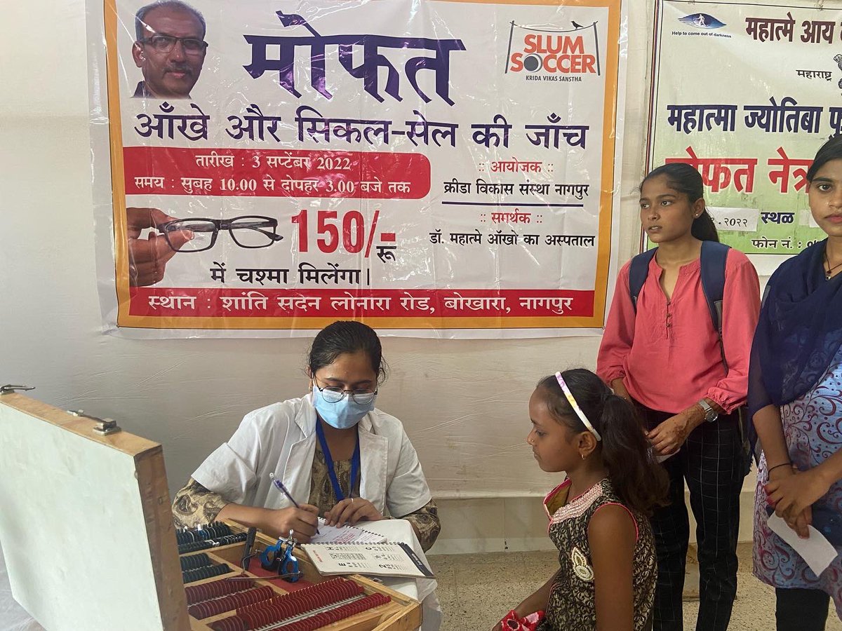 slumsoccer's tweet photo. We organised an eye check up and sickle cell check up camp today at Bokhara, #Nagpur. We believe everyone including the most vulnerable population living with chronic conditions have a right to #goodhealthcare https://t.co/LlEUqTYZFy