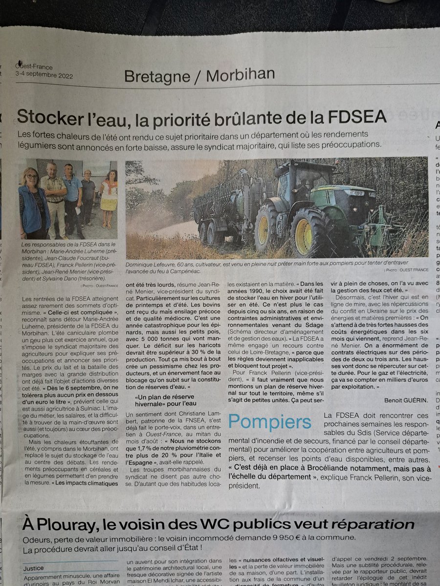 breizhfarmer's tweet photo. Très bon article dans Ouest France  ce samedi 👍👍👍 https://t.co/oIEfRQ8E9r