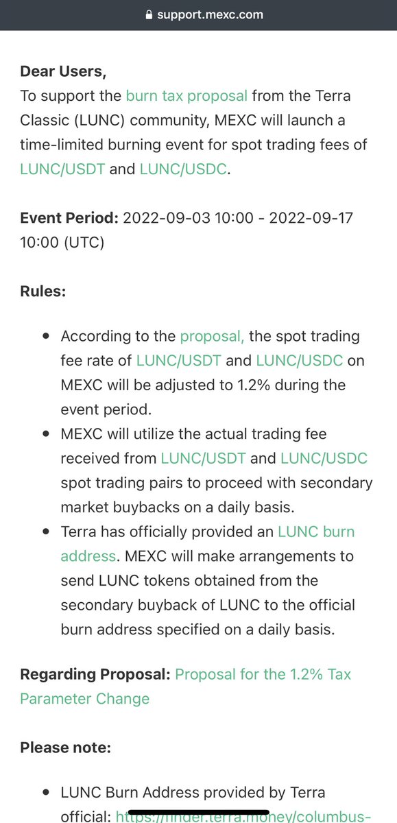 LunaClassicHQ's tweet photo. BREAKING NEWS 🔥

@MEXC_Global  Support the 1.2% Burn /Tax 

RT if you want @binance @kucoincom  to be the next.  #luncburn 🔥

#LUNC #LUNACLASSIC #LunaClassicHQ 

🌕🌕🌕🌕🌕🌕🌕🌕🌕🌕🌕🌕🌕🌕🌕🌕 https://t.co/iqdy74NeW2 https://t.co/3W7BCvej6B