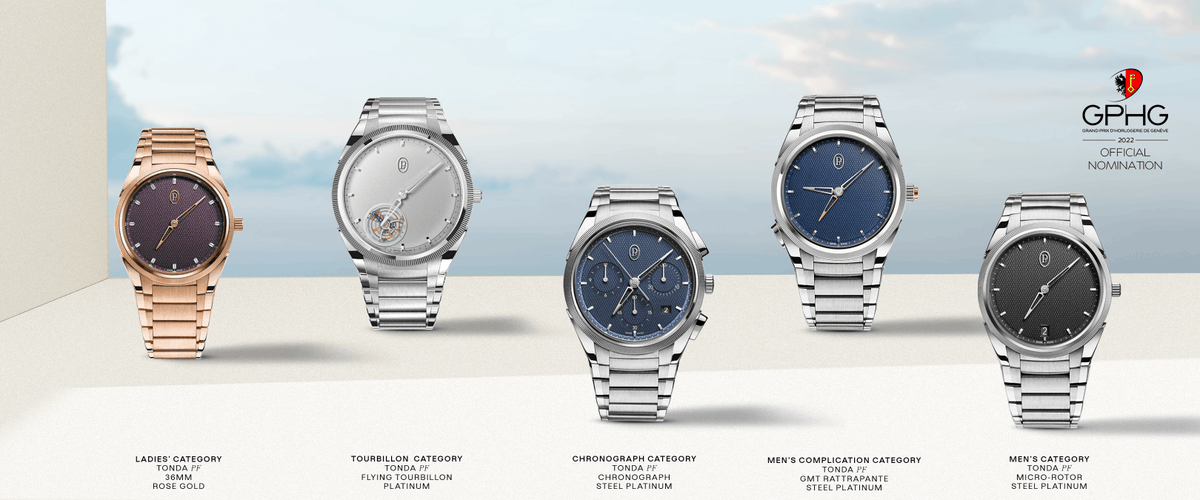 parmigianiwatch's tweet photo. We are extremely grateful to have five of our timepieces from the Tonda PF collection nominated for this year’s Grand Prix d’Horlogerie de Genève. We aim high and the recognition keeps us aiming even higher.

#ParmigianiFleurier #TimeIsFlying #TondaPF https://t.co/xnfX2E65LI