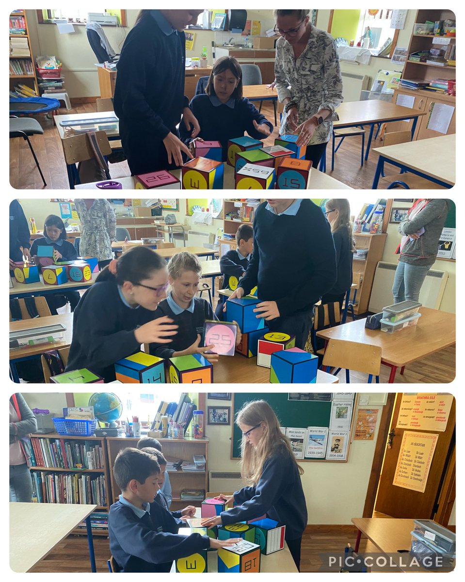 Hands on maths with our IZAK 9 cubes. Incorporating problem solving and teamwork together with number operations and and of course fun! ⁦⁦@AbacusandHelix⁩ ⁦@PDSTPrimarySTEM⁩