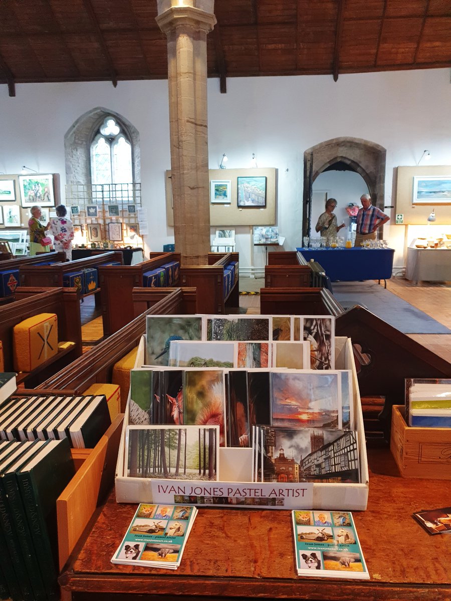ivanjonesart's tweet photo. So @hArtWeek has kicked off and I am delighted to be part of this exciting event. These are a few photos from the preview last night at #Kingsland church - a great venue, as is @GrangeCourtLeo so why not see these venues plus many others across #Herefordshire this week 🎨☀😊 https://t.co/0kIJzfsJRN