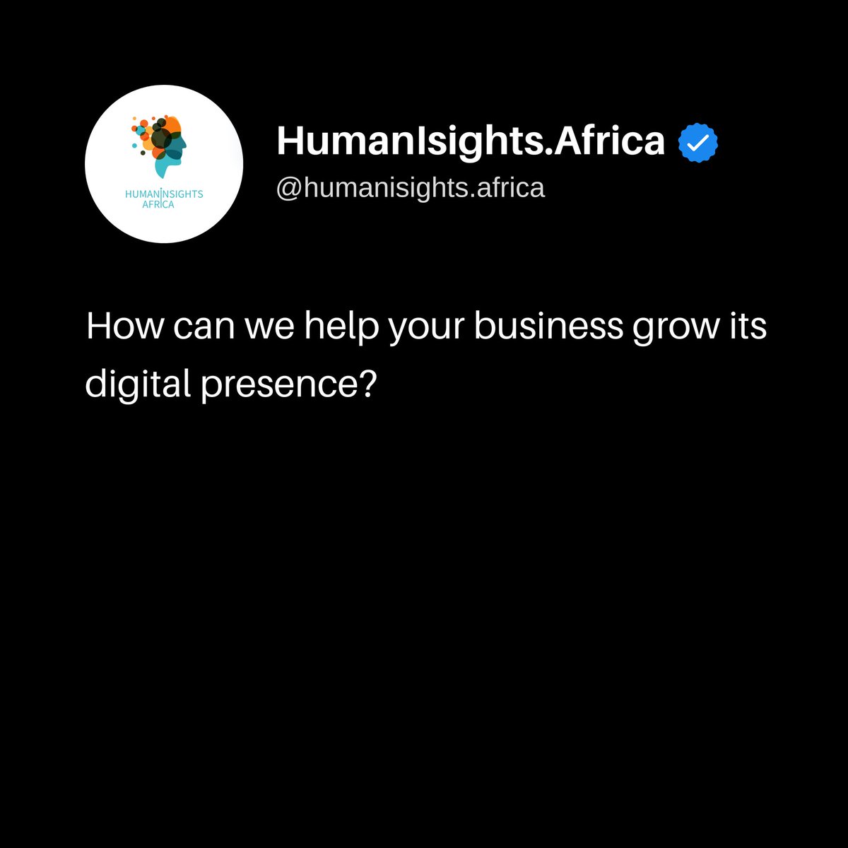 Our goal is to learn more about your customer's behaviours and create human-centred digital experiences reflecting tangible results.
 #HumanInsights #DigitalinAfrica #digitalfirst #digitalstrategy #digitalpresence #process