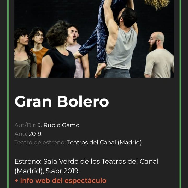 Ayer era #granbolero, de Jesús Rubio Gamo, <a href="/PremiosMax/">Premios Max</a> al mejor espectáculo de danza 2020.

Este fin de semana, podréis descubrir dos espectáculos muy distintos entre sí, pero esenciales en las carreras de sus creadores. 

¿Te atreves? 
theatrle.com/es/