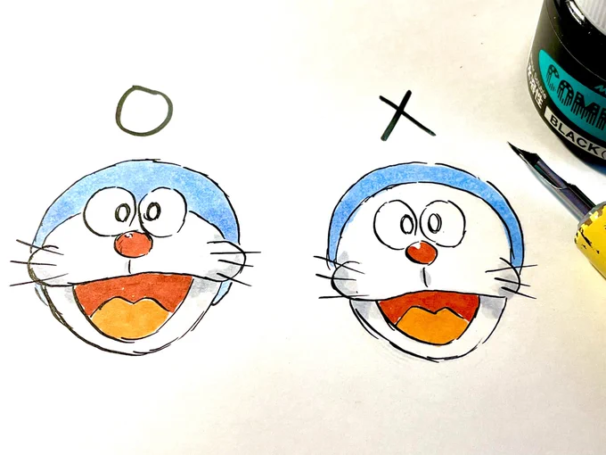 そうか。今日はドラえもんの誕生日かちなみにドラえもんを描くとその人の絵心がわかる。絵が苦手な人は大体こうなる。 #ドラえもんの誕生日 