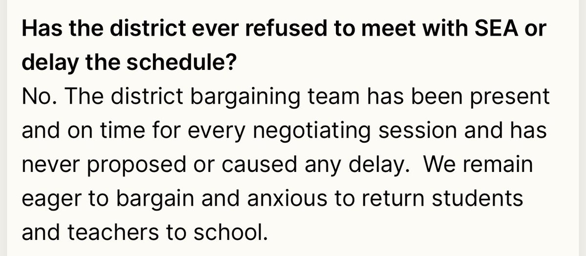 SeaMeesh's tweet photo. FAQ linked in the email @SeaPubSchools sent to families and staff AFTER they failed to return this evening and will not bargain tomorrow. https://t.co/qzwds7Veoa