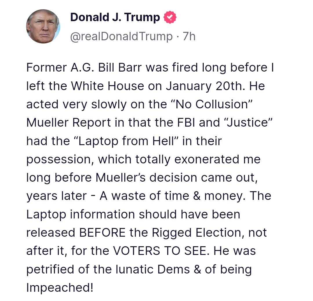 Read more about the article Bill Barr had “no guts,” and got “no glory.” -President Trump