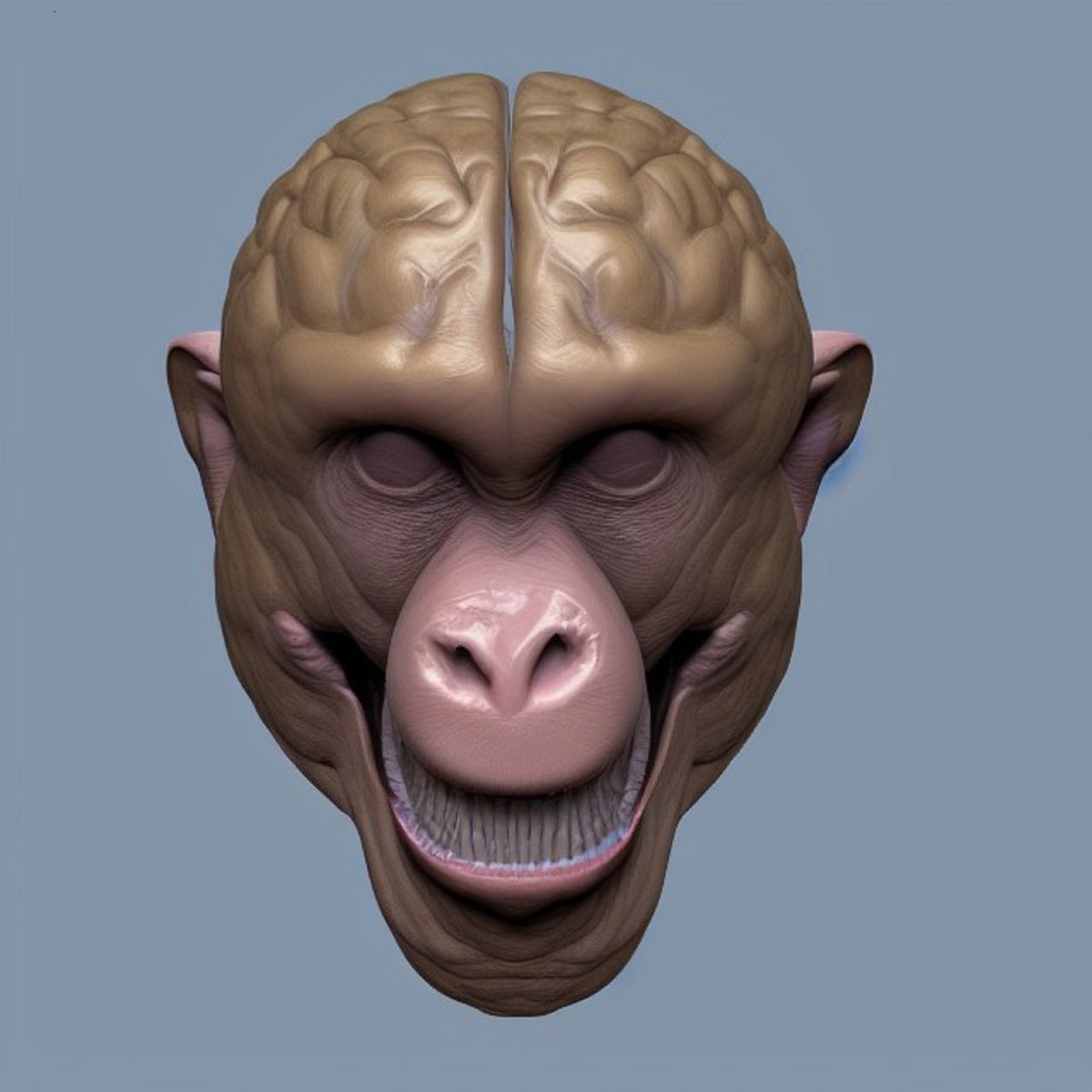 AMIRSHAHABI17's tweet photo. human brain butterfly jungle monkey laugh White teeth White man Full face front view ZBrush - made with NightCafe Creator https://t.co/wHLXtbLE6u #aiart #nightcafe #digitalart #vqganclip via @NightcafeStudio https://t.co/nRGcppszx1