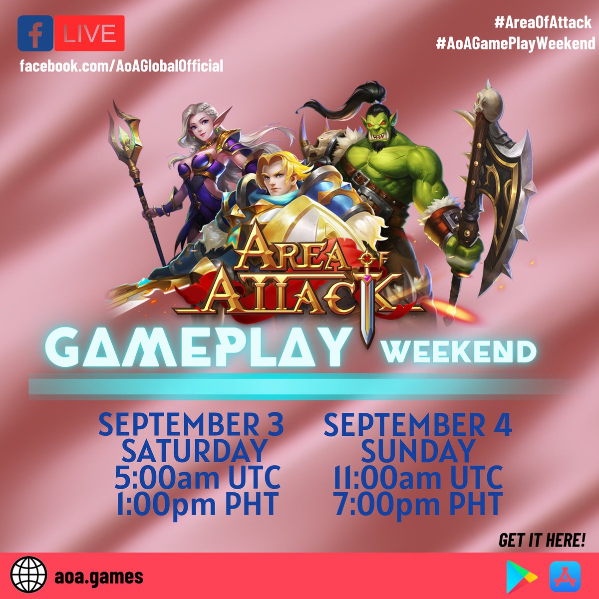 AreaofAttack's tweet image. ✨ Today’s Area of Attack GamePlay Weekend ✨

SEE YOU, TEAM AoA!!! 💖

Download the game now via Google Playstore and Apple App Store.

aoa.games

#AreaOfAttack #AoAGamePlayWeekend #Invest #Play #Earn #MMORPG #NFT #GameFi #P2E #Play2Earn #PlayToEarn #Metaverse