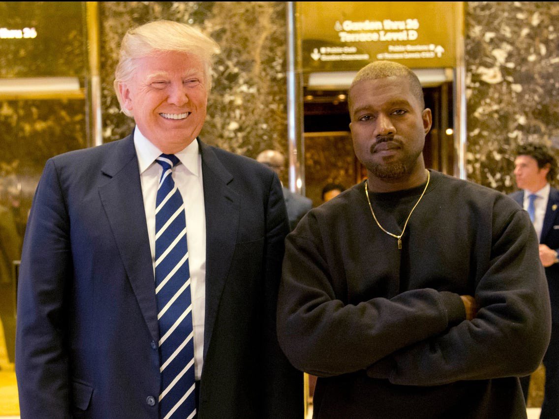 Olas_Truth's tweet photo. It’s like y’all forget that Kanye West was chummy with a white supremacist President. Please stop believing him when he says things are racist when he befriended the most dangerous racist of our time. https://t.co/ANVQzofp0s