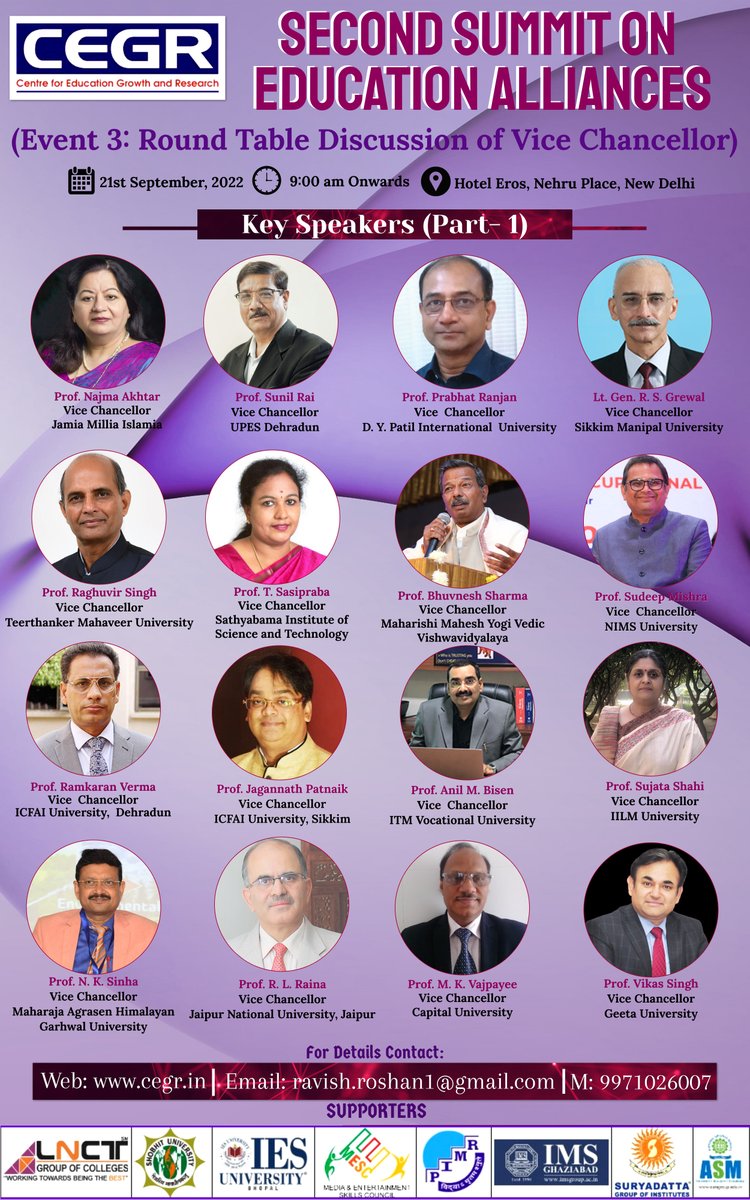 #CEGR Presents Second Summit on Education Alliances on 21st September, 2022 (Wednesday) in Hotel Eros,  Nehru Place, New Delhi from 9 am onwards. 
For Details, please visit https://t.co/6OGbFSiP1h #cegrindia #education #educationalliances
@EduMinOfIndia https://t.co/hwxYixoYJz