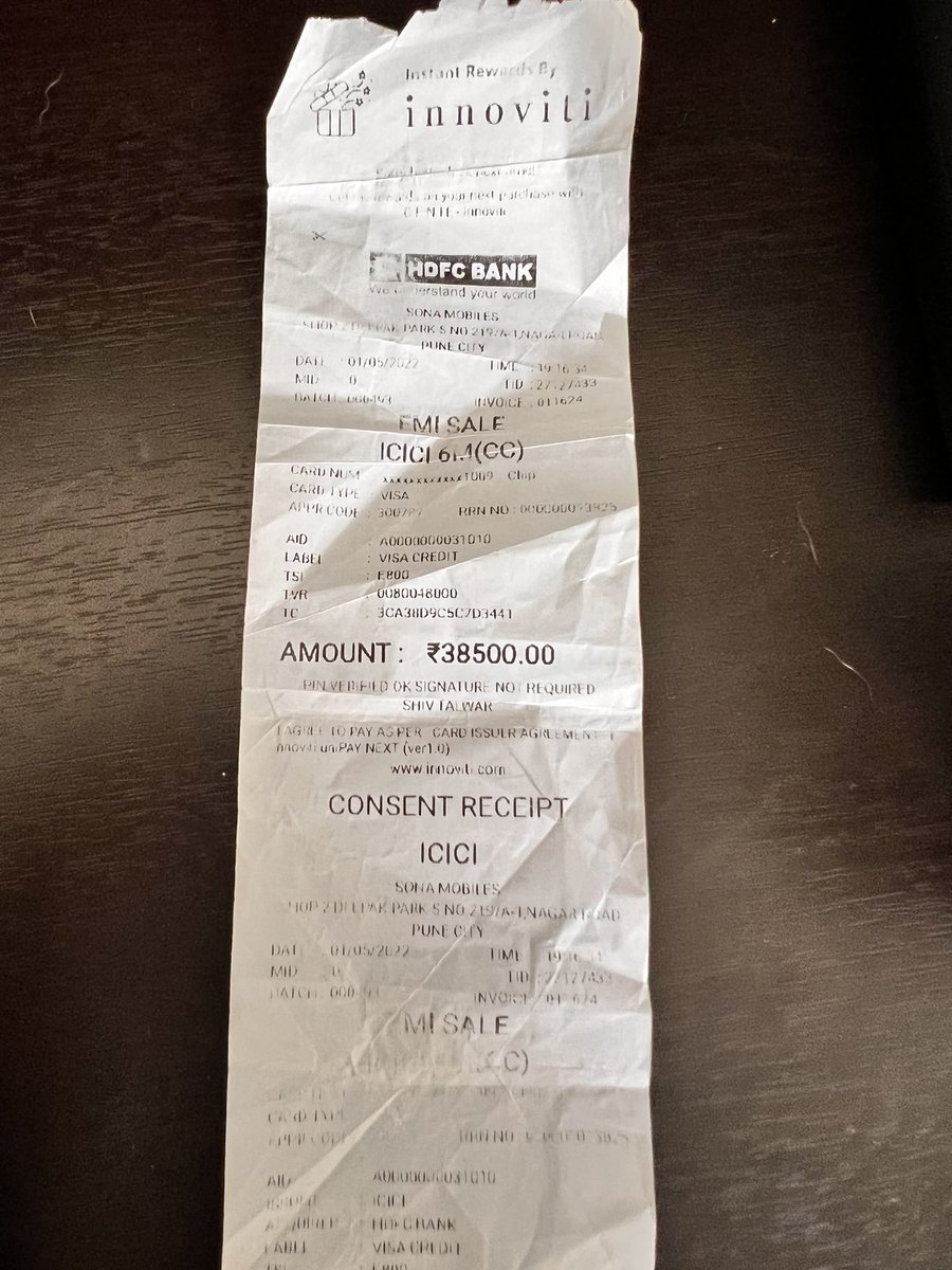 ShivTalwar11's tweet photo. @Innoviti1 @Innoviti1 @HDFC_Bank Transaction done on 1st May, EMi cash back committed within 90 days Rs 1586. Been more that 120’days still not received.  https://t.co/y9OVyuZ37f. Please look into it https://t.co/FxrpJzM9jt