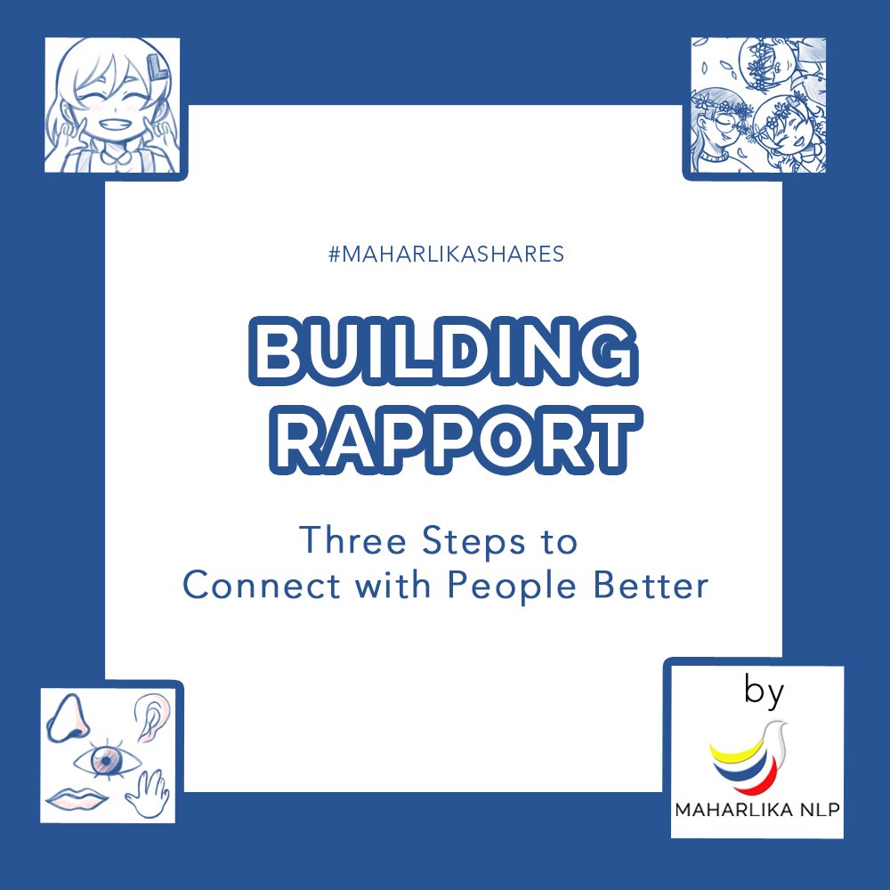 MaharlikaNlp's tweet photo. In any interaction, building rapport is the first and most important step to creating safety and belonging. Sharing these 3 easy steps to connect with people better! 

#MAHARLIKASHARES #MaharlikaNLP #MNLP #NLP #rapport #smile #bodylanguage #calibrate #interaction https://t.co/PFn6lNsVAB