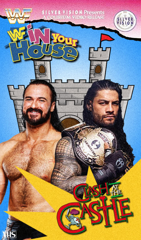 The #WWECastle logo looks straight up out of the 90s &amp; the name sounds like an In Your House subtitle. So this started as a meme but I ended up putting a little bit of work into it. The photo of <a href="/WWERomanReigns/">Roman Reigns</a> holding the old WWF winged eagle belt is really what makes it work.