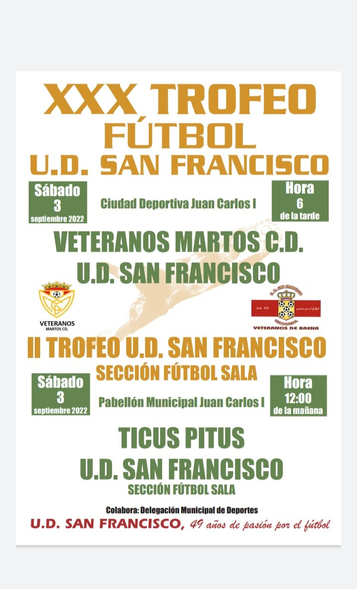 Sanfranfutsal's tweet photo. Volvemos con el día más bonito de nuestro club. Por la mañana los veteranos del futsal y, a las 6, los veteranos del fútbol. Dos partidazos!!! Terminaremos con nuestra cena de gala. Viva el Sanfran!!!! https://t.co/RxnFyrcifQ