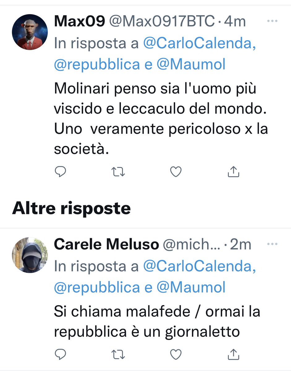 AndreaRomano9's tweet photo. Si proclamano liberali, eredi di Gobetti etc. Ma se un quotidiano non li raffigura come Churchill/De Gaulle/Kennedy, aizzano la peggiore cagnara populista e intimidatoria. Solidarietà @repubblica (e alle spalle larghe di @Maumol) per le bastonate dei migliori alleati della Meloni https://t.co/rBSYU1eYks