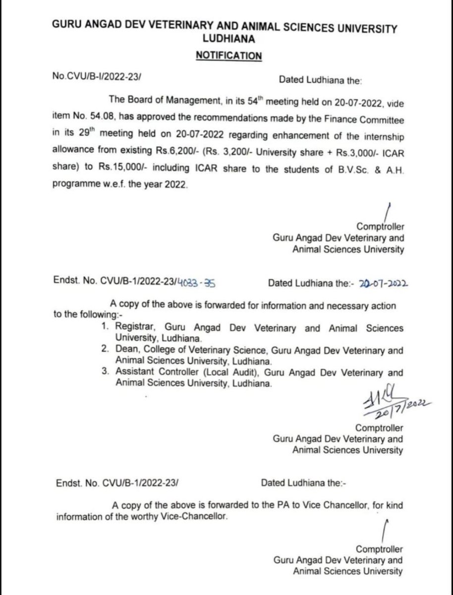 It an request to our honorable Vice Chancellor <a href="/ProfHKChaudhary/">Prof HK Chaudhary</a> Please increase and  implement our stipend as per gadvasu .