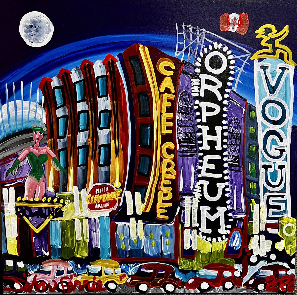 OK, DOTC "Orpheum 3", 36" x 36", acrylic on  canvas with KRink, 2022. AVAILABLE. Only $550.00. #supreme #painting