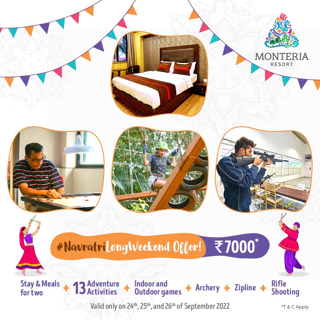 MKhalapur's tweet image. Aee Haalo!! Let the Navratri fun begin at Monteria! 💃🏻

Presenting Navratri Long Weekend Offer! 🤩

Get Going... Get Booking!
Call at +91 9594801207

#MonteriaResort #NavratriOffer #LongWeekendOffer