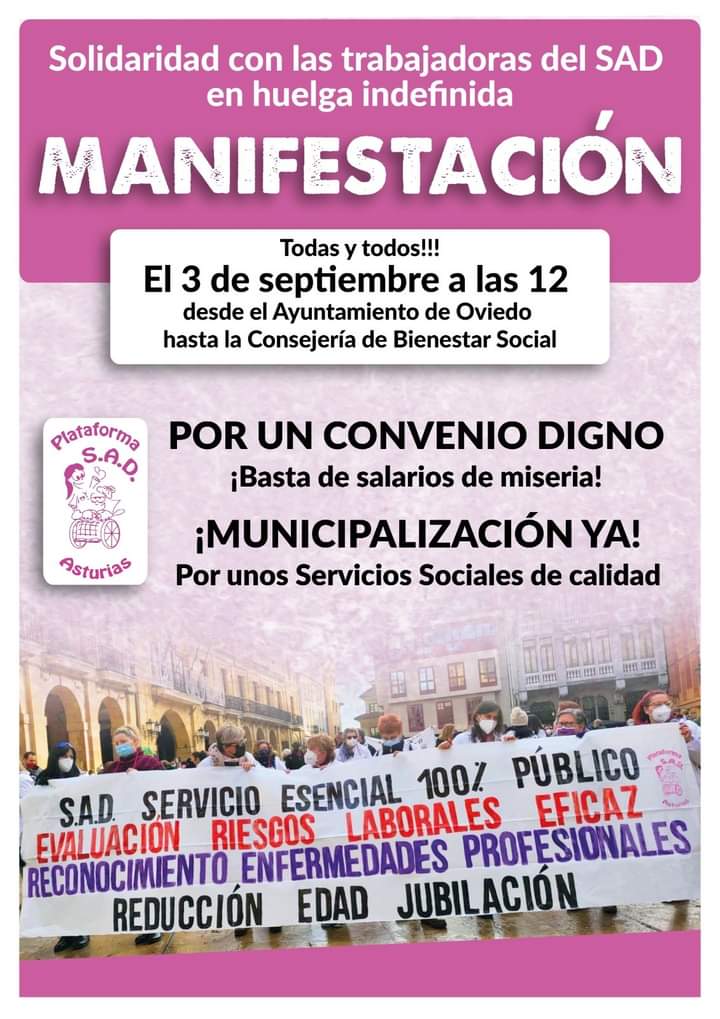 HOY A LAS 12  #OVIEDO CONCENTRACION #SAD Y #CENTROSDEDÍA NO SEAMOS CÓMPLICES D ESTE ABANDONO INSTITUCIONAL TODOS SEREMOS DEPENDIENTES ALGÚN DÍA 
TODOS SEREMOS BIENVENIDOS POR UNA LUCHA EN COMÚN 
ACABAR CON LA PRECARIEDAD <a href="/SAD/">😢</a>  #CENTROSDEDÍA TAN NECESARIOS PARA LS FAMILIAS 
ACUDE