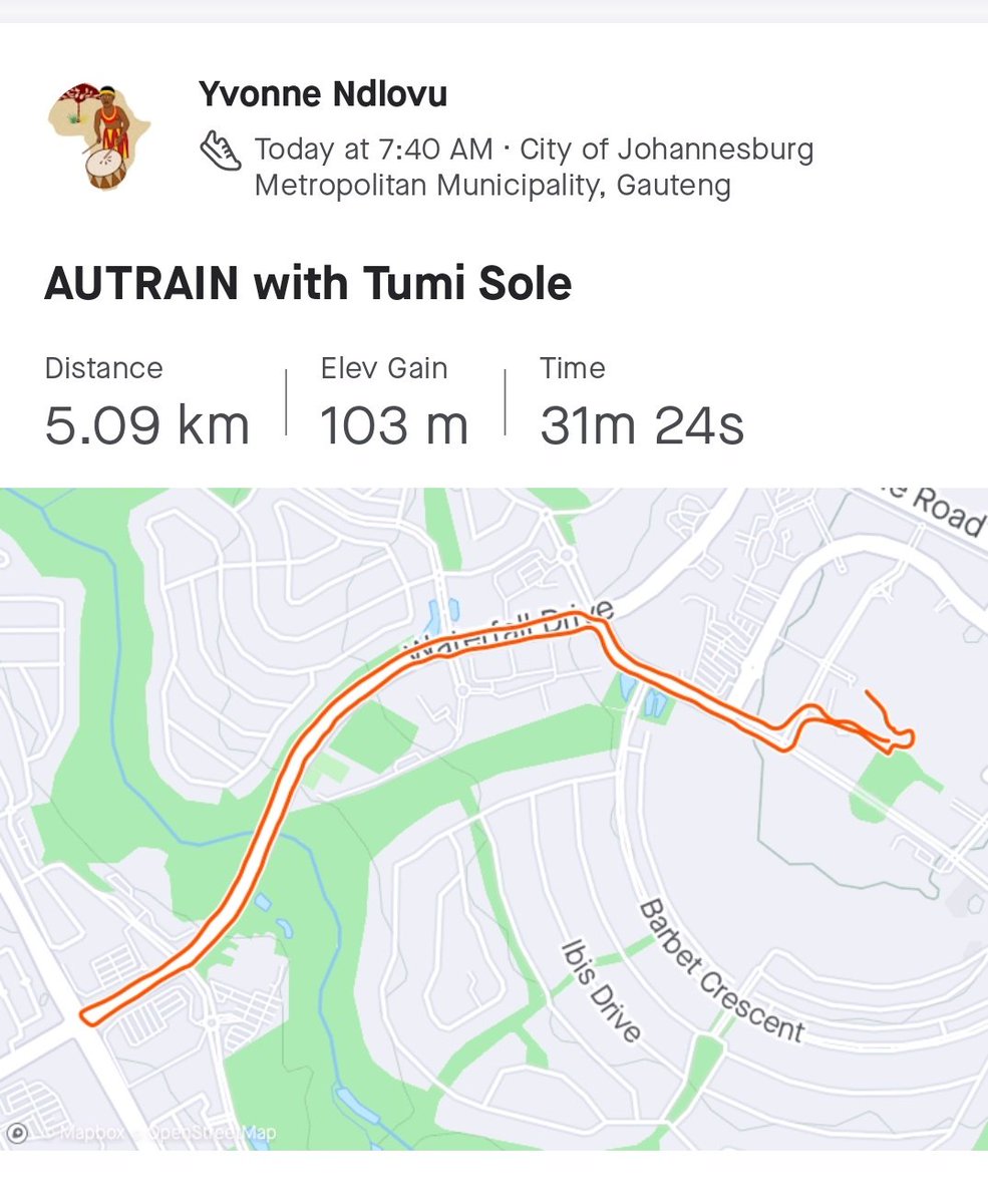 LadyEve_ZA's tweet photo. Thanks to the ladies , Thato and Rose who kept saying "let's move girl". Ladies we did it. #RunningWithTumiSole @tumisole @MarimaSipho #AUTRAIN https://t.co/DpJfk2eTnz