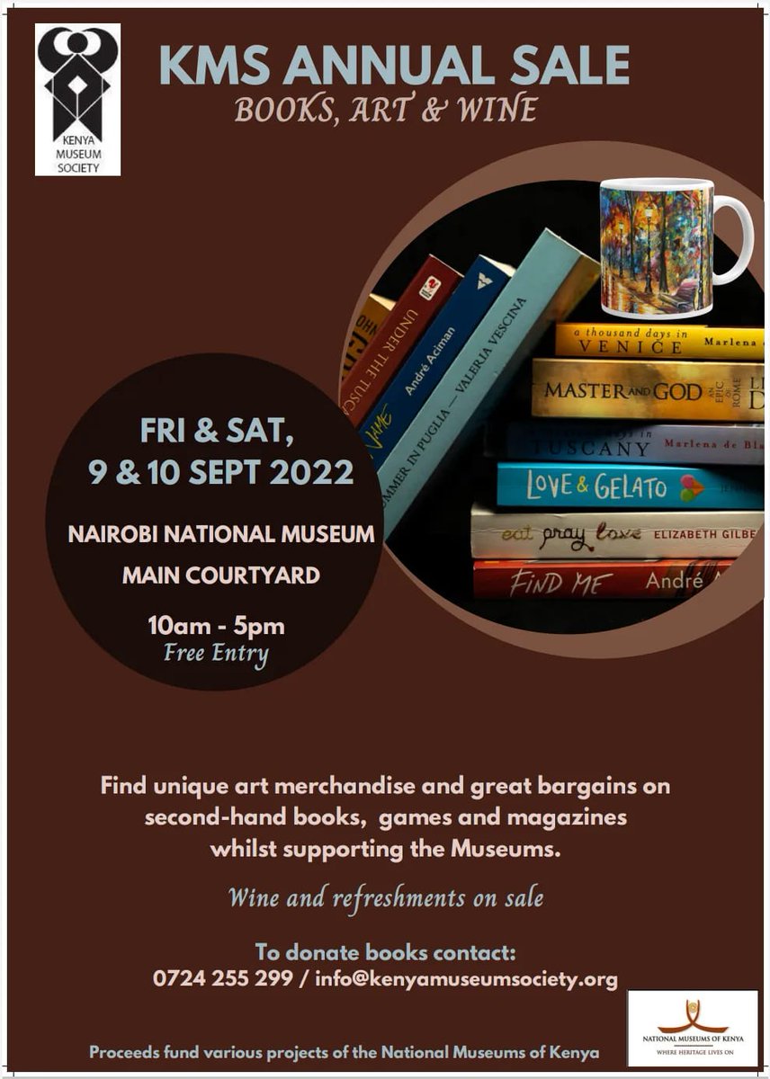 AffordableArtKE's tweet photo. Count down to the @MuseumSociety annual sale.

2nd hand 📚 books 
🎨 unique art merchandise
Activities for ages 🎉

Fri 9, Sat 10 Sept. Full details https://t.co/7BC2gWUuuo https://t.co/byHMoLUQBX