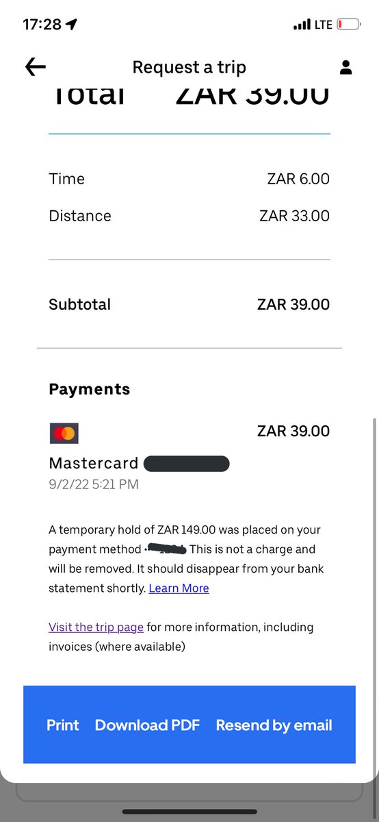 missuper's tweet photo. @Uber_RSA requested a trip yesterday around 5:20pm and the driver cancelled, however money has not been returned to my account?? Plz assist https://t.co/QVFatW0Gi1