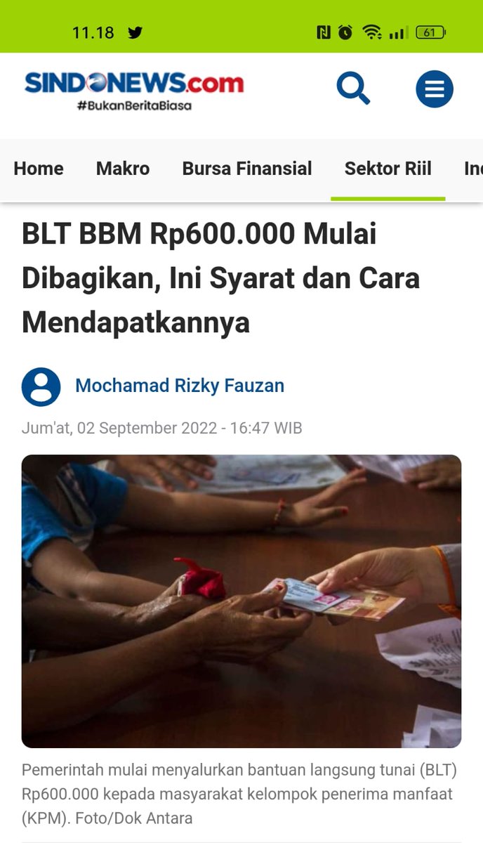 Zakiaa25's tweet photo. Pihak pemerintah telah memberikan informasi bahwa BLT BBM Rp600.000 sudah mulai dibagikan, dan persyaratannya seperti KTP dan lain-lain #PenyaluranBLTBBM
Upaya Perbaiki Ekonomi. https://t.co/2XQnIgFkNW