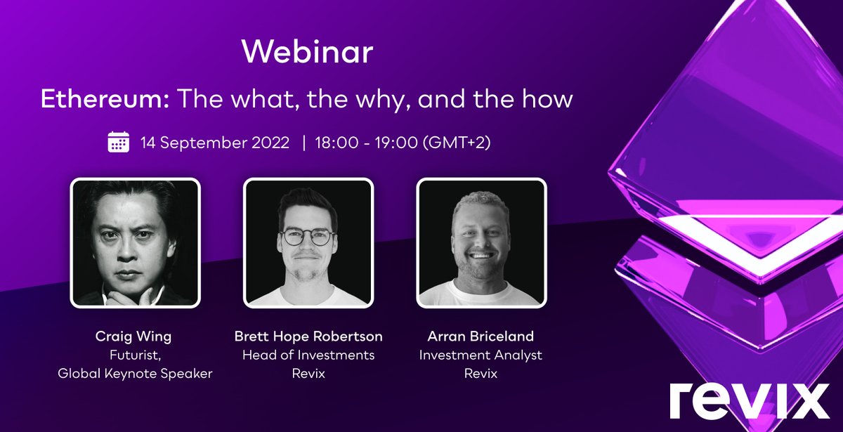 Altifyinvest's tweet photo. The Revix analyst team will guide you through #Ethereum &amp; the #merge to take place on 14 Sept. Learn how the Merge will add value to ETH's future &amp; how the tech behind it is powering the smart contract revolution.

Register here: https://t.co/O2daOr3H0x https://t.co/8wTmE2GVT7
