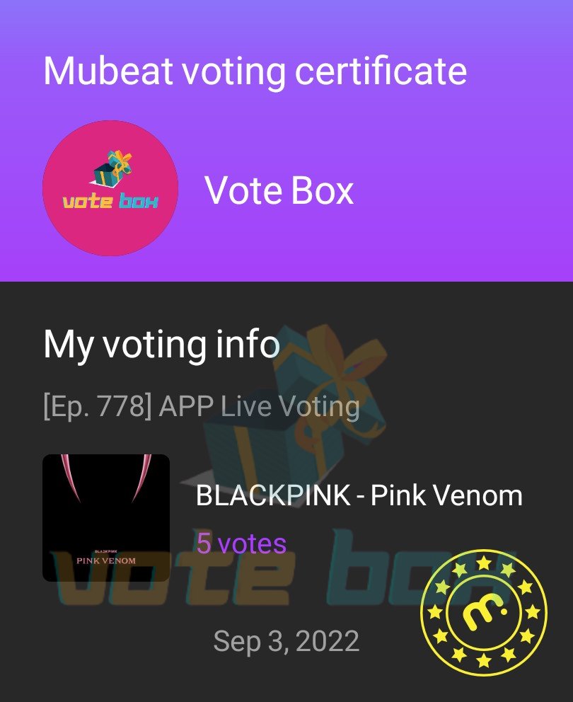 KpopVoteBox's tweet photo. 🗳〣 #VotingProofBox
— 10 tickets for #BLACKPINK on Music Core live voting https://t.co/wR4WT87GOi