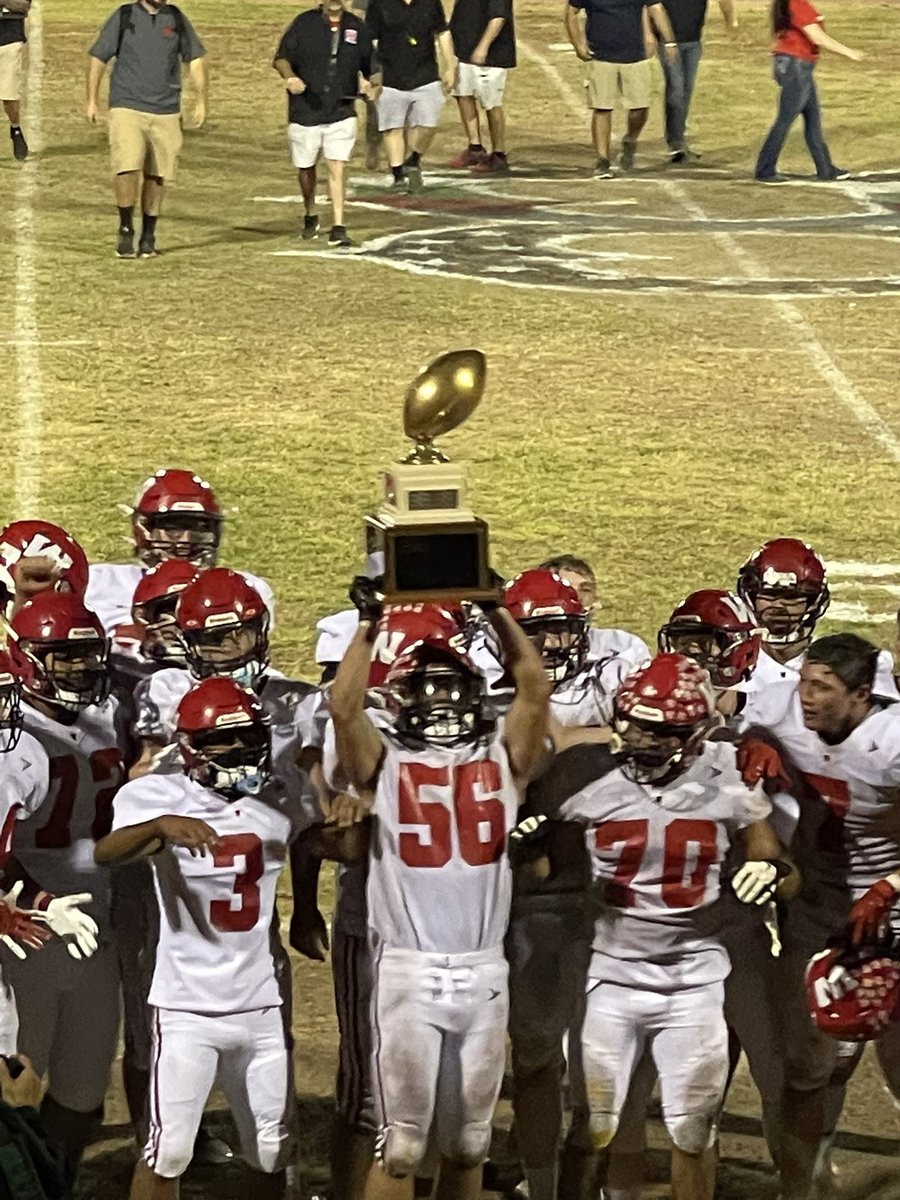 EvannTru's tweet photo. The Seney-Lohman trophy comes back home. #highschoolfootball #fridaynightfootball #RivalryWeek https://t.co/RNi4J5ZZDm