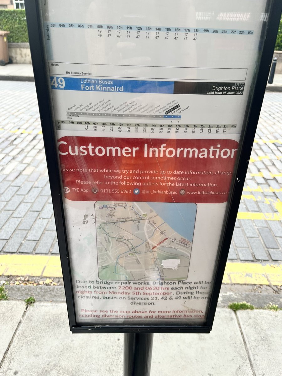 prettiesthobo's tweet photo. @on_lothianbuses I’m sure you’re not keen for another tweet from me complaining (though I’ve never had a response so who knows whether they register or not) but walked to the bus stop this morning to see what time the next 49 was and saw: so I can see the map but not todays times https://t.co/fmwO4rpVRQ