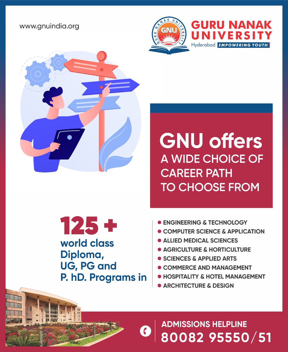 GNUIndia's tweet photo. Admissions open for 2022-23. 125+ programs at Guru Nanak University.
Visit this link and fill the form:
https://t.co/CK9otV2pOG
#gnu #gnuindia #hyderabad #education #programs #worldclass #university #admissions #betterfuture #learning #school #studentlife #classes https://t.co/lxeKBruynE