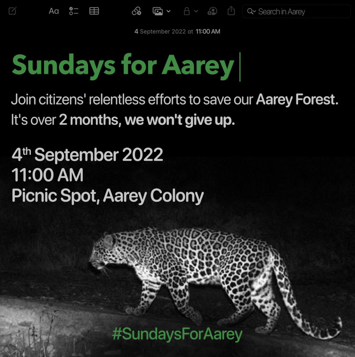We will continue to voice our opinion to Save Aarey Forest untill it gets Saved. 

Show up tomorrow at 11am At Aarey Forest.
#SaveAareyForest 

#Aarey #DontKillMumbai #SaveMumbai #Mumbai #Thane #Powai #SaveSGNP #SavePowaiLake #Metro #Metrocarshed