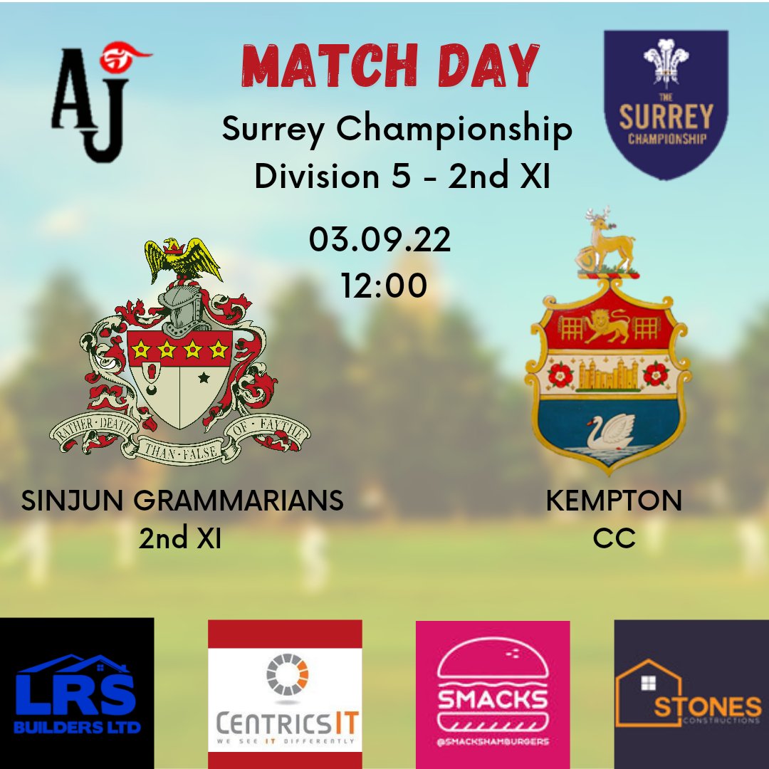 SinjunsCC's tweet photo. 🏏MATCHDAY 18🏏

Here we go then, last game of the @SurreyChamp season. 1s, 2s and 4s up, 3s have it in their hands, this would be a huge day for the club if we could achieve 4 promotions.

Good luck boys, do pop down to support the 2s and 4s at Trinity Road if you are about. https://t.co/yBaTxizGph
